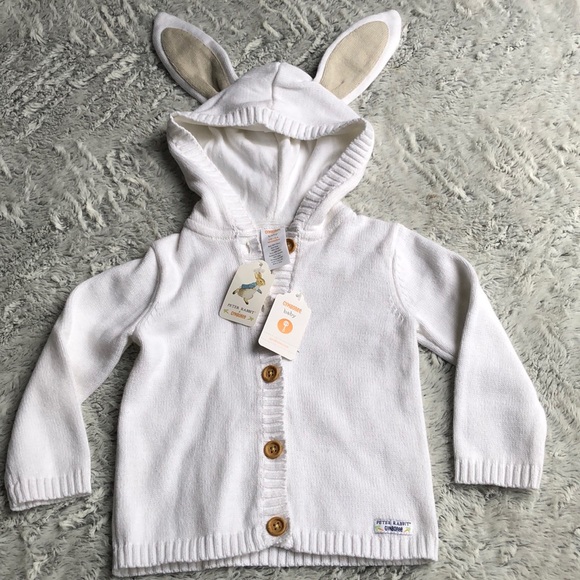 Peter rabbit white cardigan bunny sweater 18-24 m - Picture 1 of 6